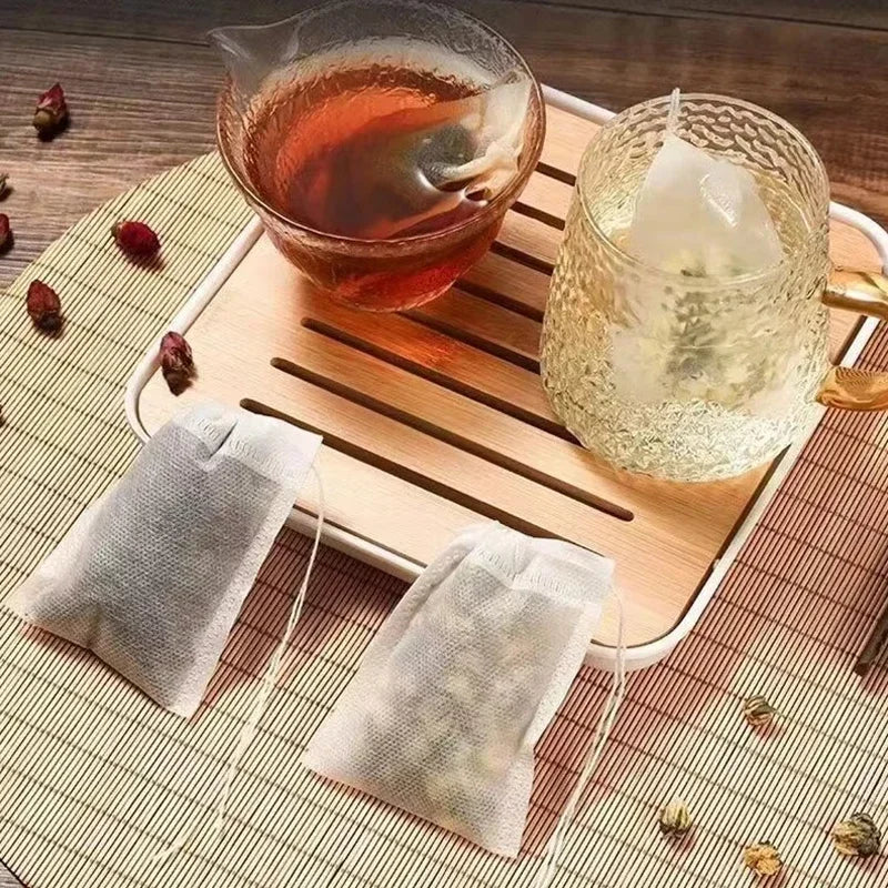 100 Pcs Disposable Tea Bags Filter Bags for Tea Infuser with String