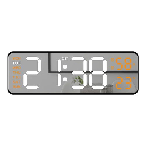 9 Inch Large Digital Wall Clock USB Powered TEMP Humidity Week Auto