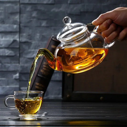 400ml/1000ml Filterable Heat-resistant Thickened Glass Teapot High