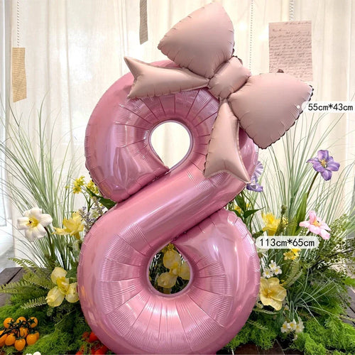 40inch Pink Digital Bowknot Bow Aluminum Foil Balloons for Girls