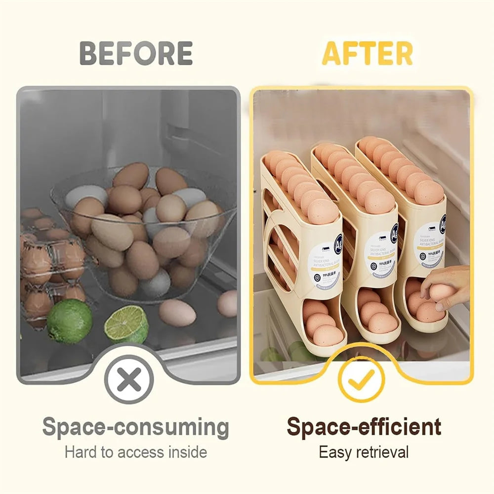 Automatic egg storage container, 4-layer design, refrigerator storage
