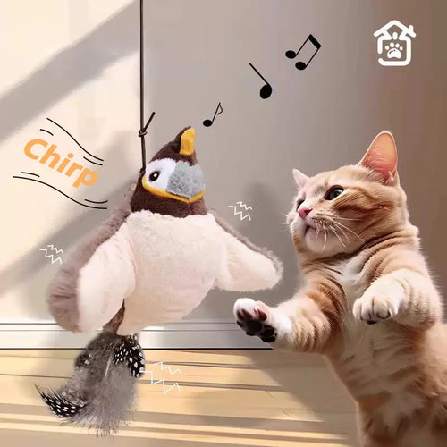 Indoor Interactive Birds Toy for Cat Chasing Teasing Toy Sounding