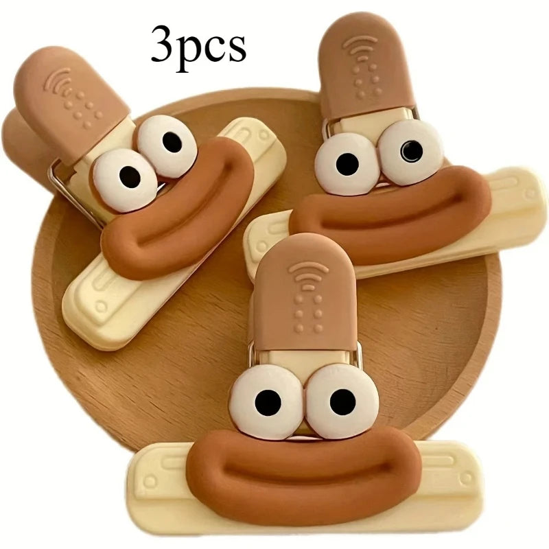 3pcs Creative Face Bag Sealing Clip Food Snack Clip Kitchen Tools