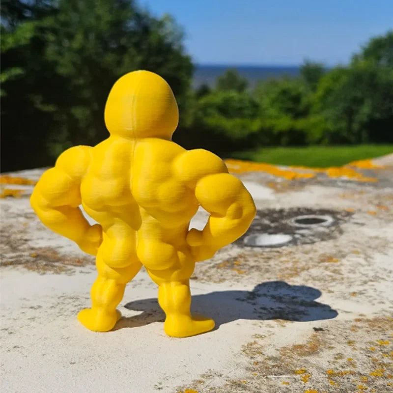 1pc Muscle Duck Statue - 3D Desktop Decor, Cute Bookshelf Whimsical