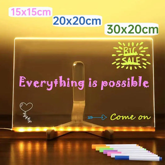 Light Up Acrylic Message Board Rewritable DIY Children's Glowing