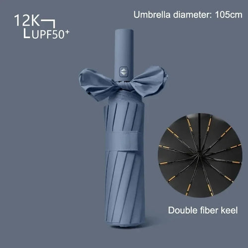 48 Bone Fully Automatic Super Strong Windproof Umbrella Uv Protection