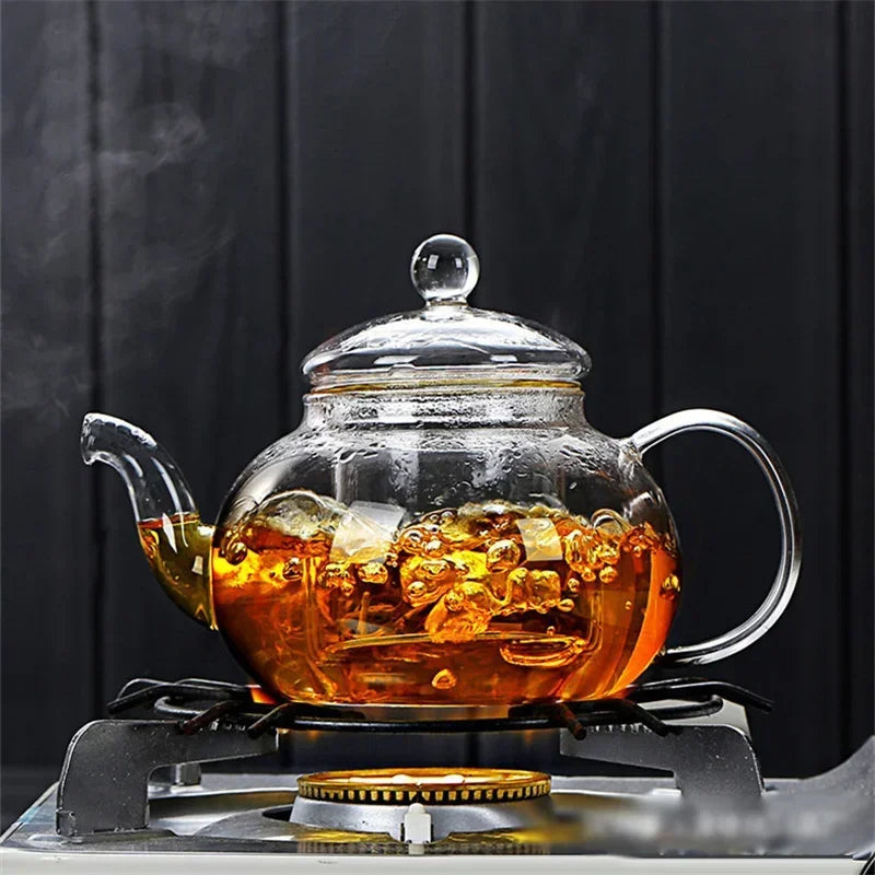 400ml/1000ml Filterable Heat-resistant Thickened Glass Teapot High