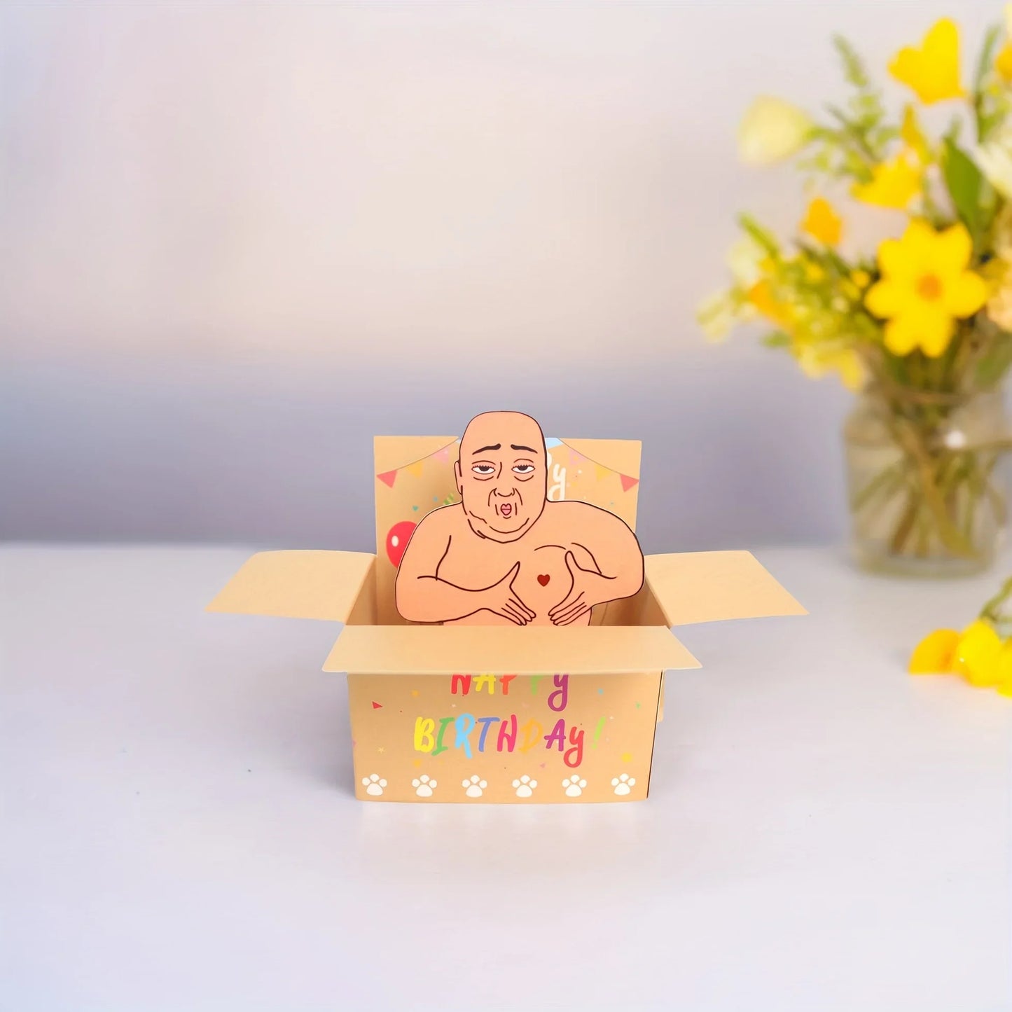 1pc Hilarious Happy Birthday Pop-Up Card - Humorous 3D Character
