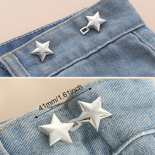 1 Pair Jeans Button Adjustable Clips for Pant Skirts Waist Tightener