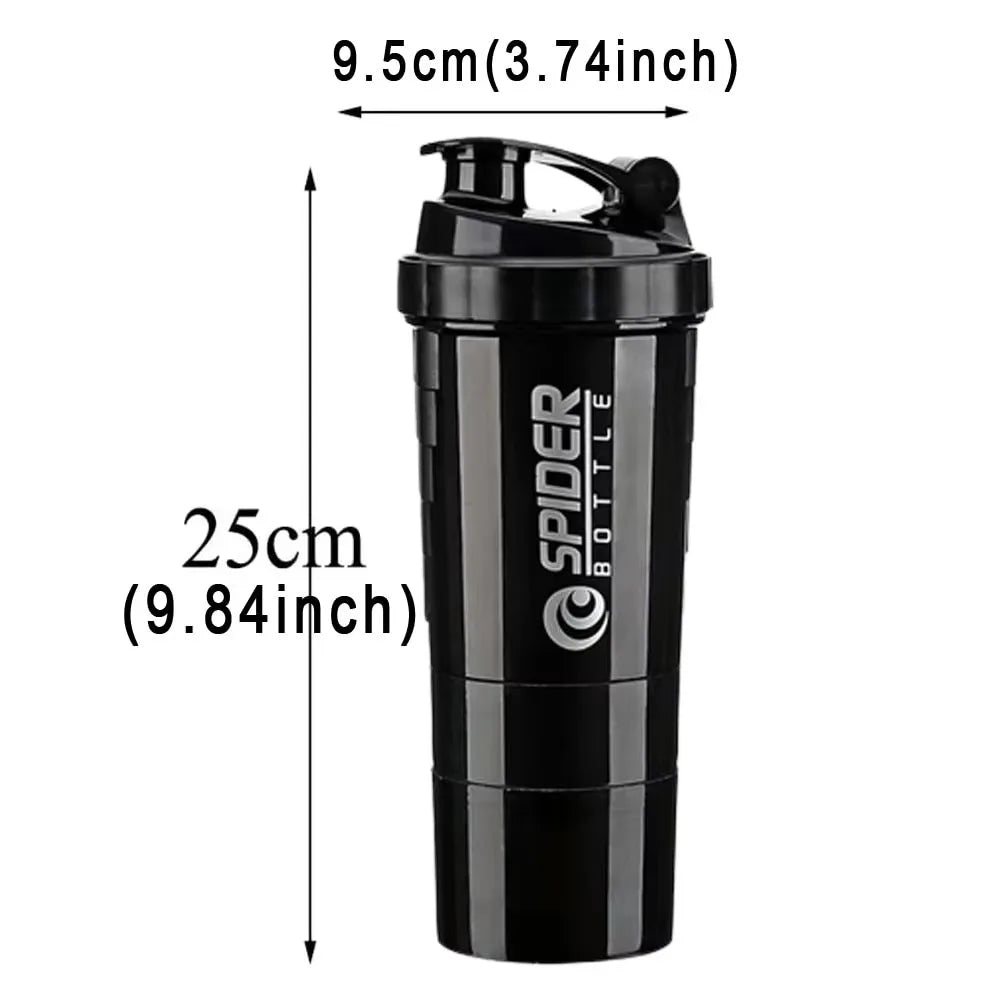 3 Layers Shaker Protein Bottle Powder Shake Cup Water Bottle Plastic