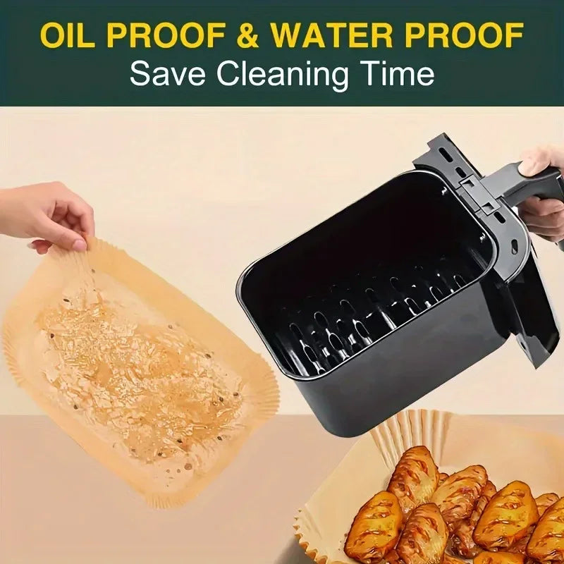 Extra Large Rectangular Paper Air Fryer Liners - Non-Stick, Easy