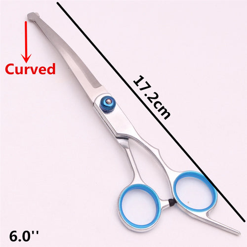 6.0'' Pet Grooming Safety Scissors Hair Cutting Curved Thinning Comb