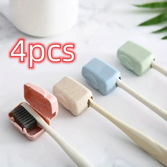 4pcs toothbrush head cover, travel portable toothbrush box, toothbrush