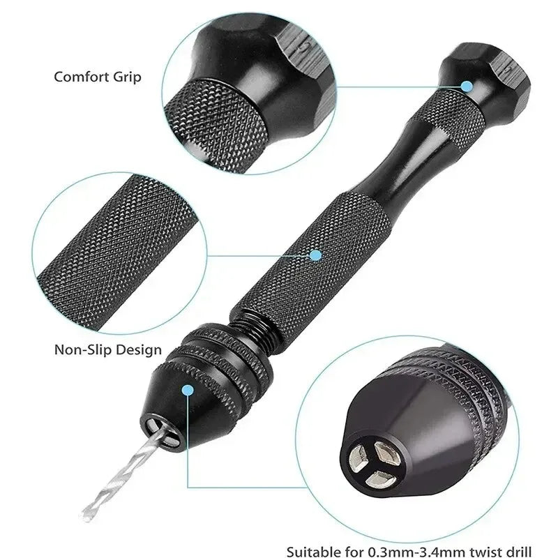 Mini Tool Set with Black Hand Twist Drill 10Pcs Fried Dough Twists