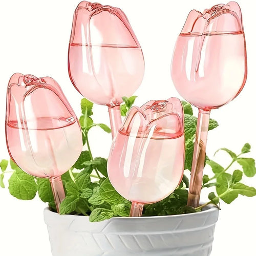 Pink tulip plant watering balls, suitable for indoor and outdoor