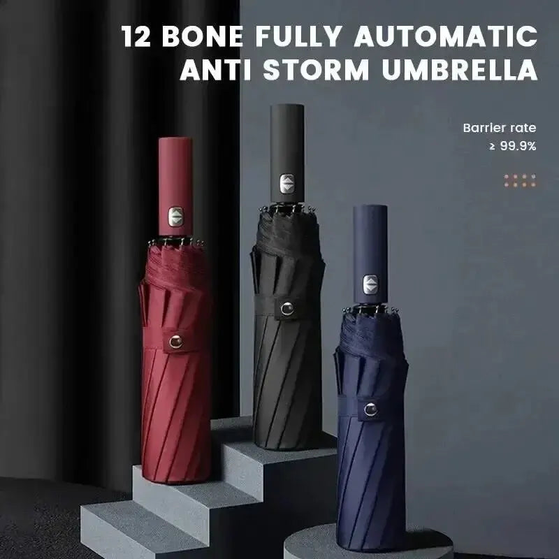 12 Bone Black Glue Fully Automatic Umbrella With Thick And Durable