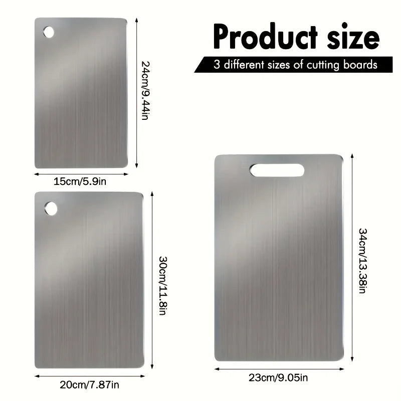 Stainless Steel 3pcs Cutting Boards - BPA-Free Dishwasher Safe