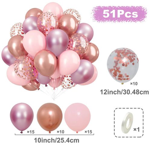 31/36/37/51/101Pcs Metallic Balloons Pearl White Latex Balloon Gold