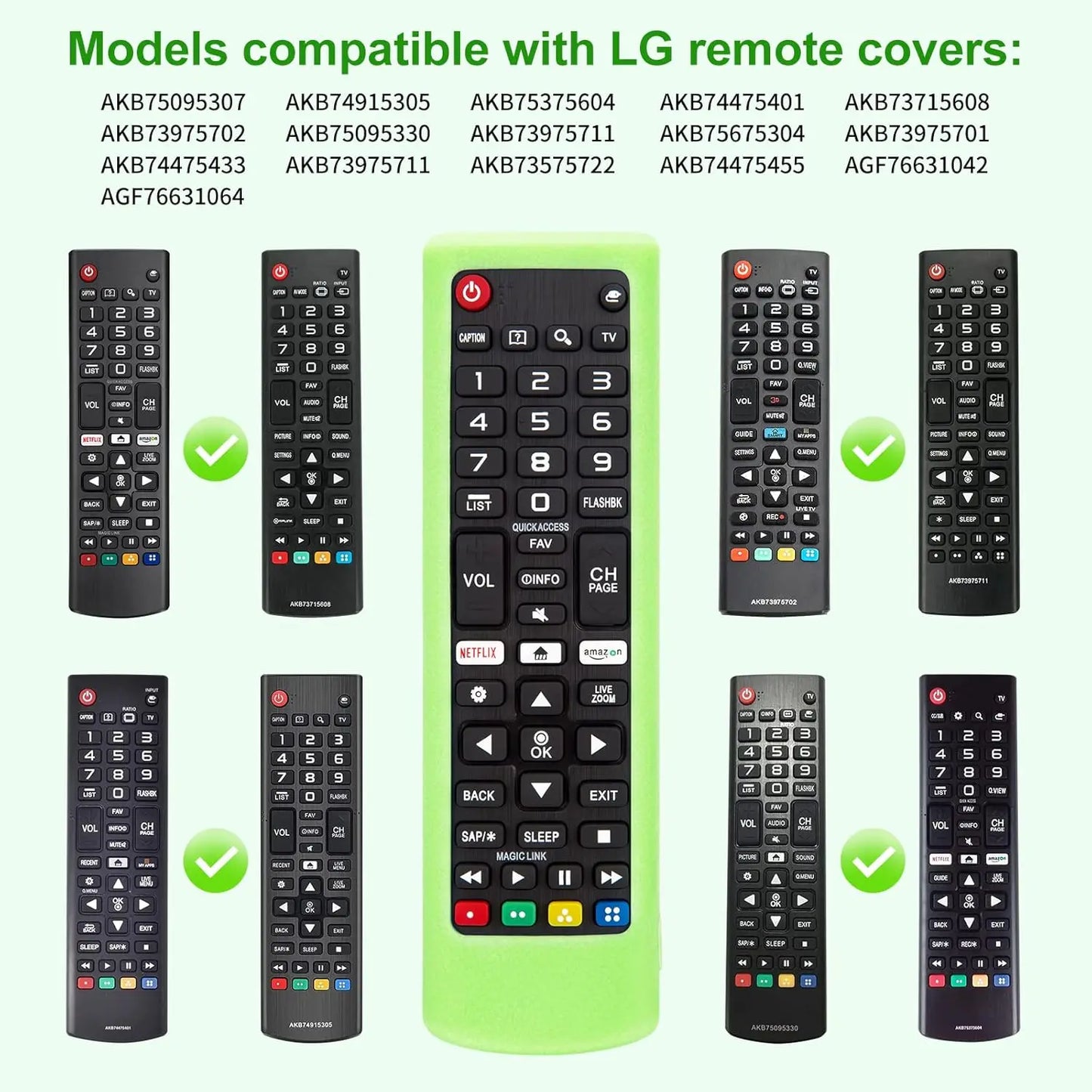 Luminous Silicone Remote Control Cover for LG AKB Series, Non‑Slip