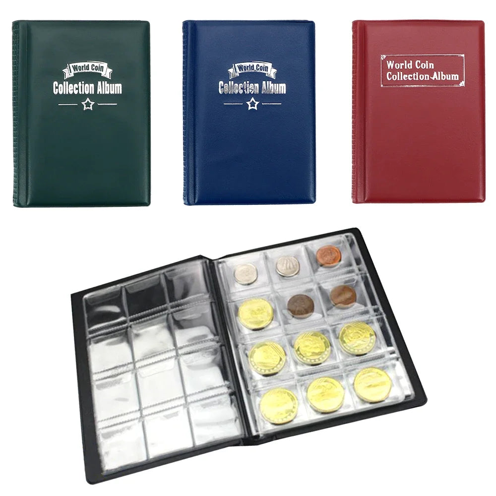 HWZXYXGS 120/60 Pockets Artificial PU Leather Coins Collection Album