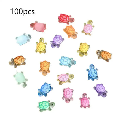 100Pcs Mini Resin Turtles Glow in The Night Turtle Miniatures