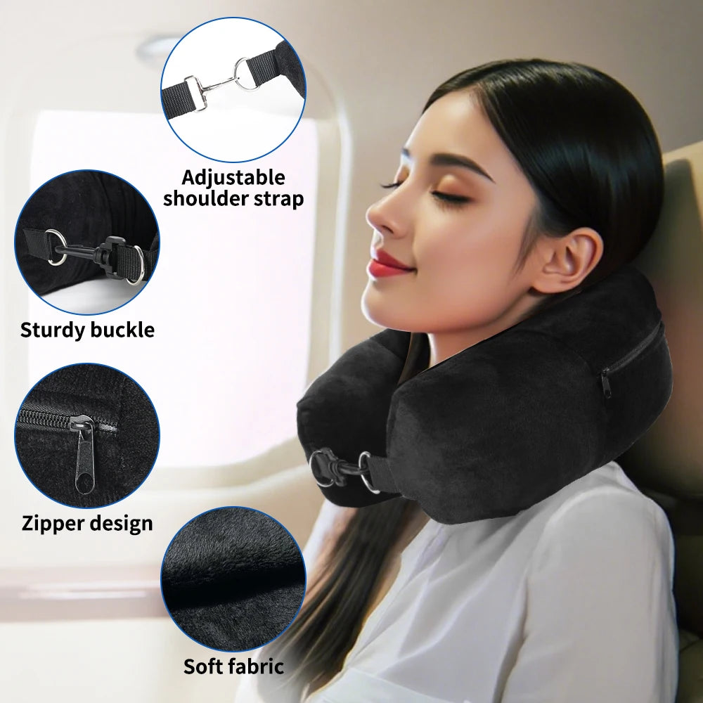 Travel Neck Pillow with Fillable Clothing U-Shaped Pillowcase, Extra