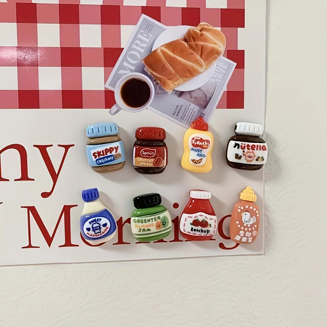 8pcs Refrigerator Magnets, Kawaii Cartoon Food Fridge Magnets, Cute