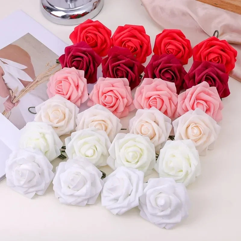 25/5pcs Artificial Rose Flowers Multicolor Foam Fake Roses Flower