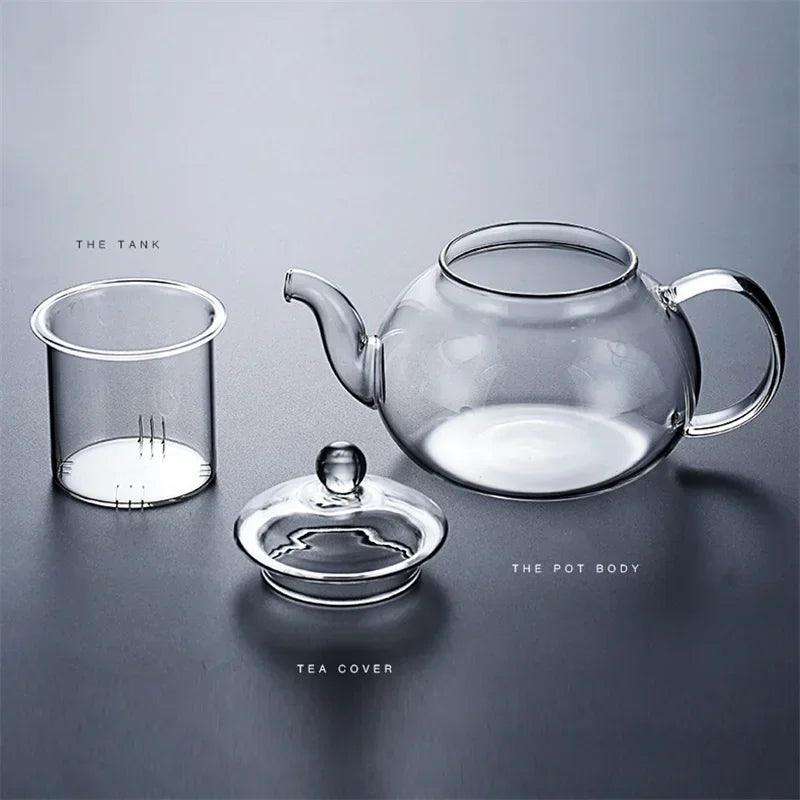 400ml/1000ml Filterable Heat-resistant Thickened Glass Teapot High