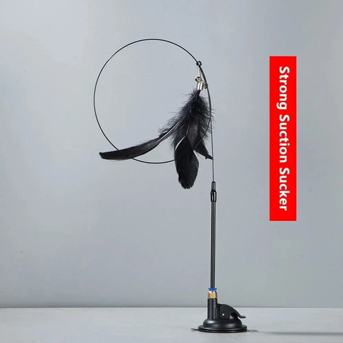 Cat Teaser Toy Cat Teaser Pole With Feather Bell Extended Rod Suction