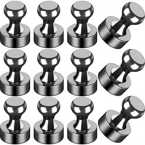 Black Neodymium Magnetic Push Pins - Strong Refrigerator & Whiteboard