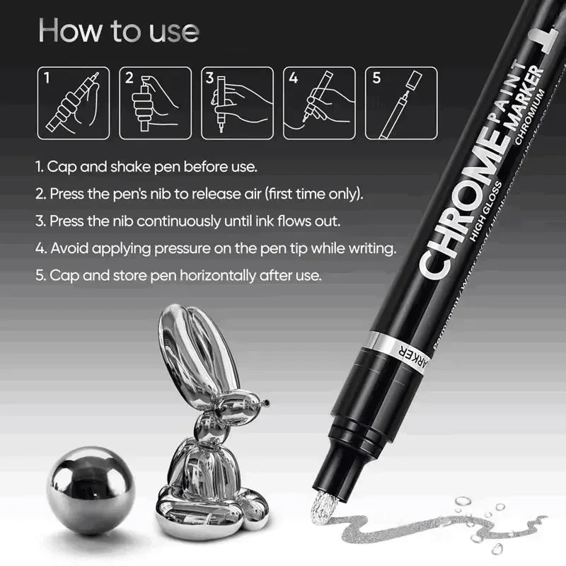 3/2/1pcs Chrome Mirror Marker Pen 2mm DIY Reflective Paint Pen
