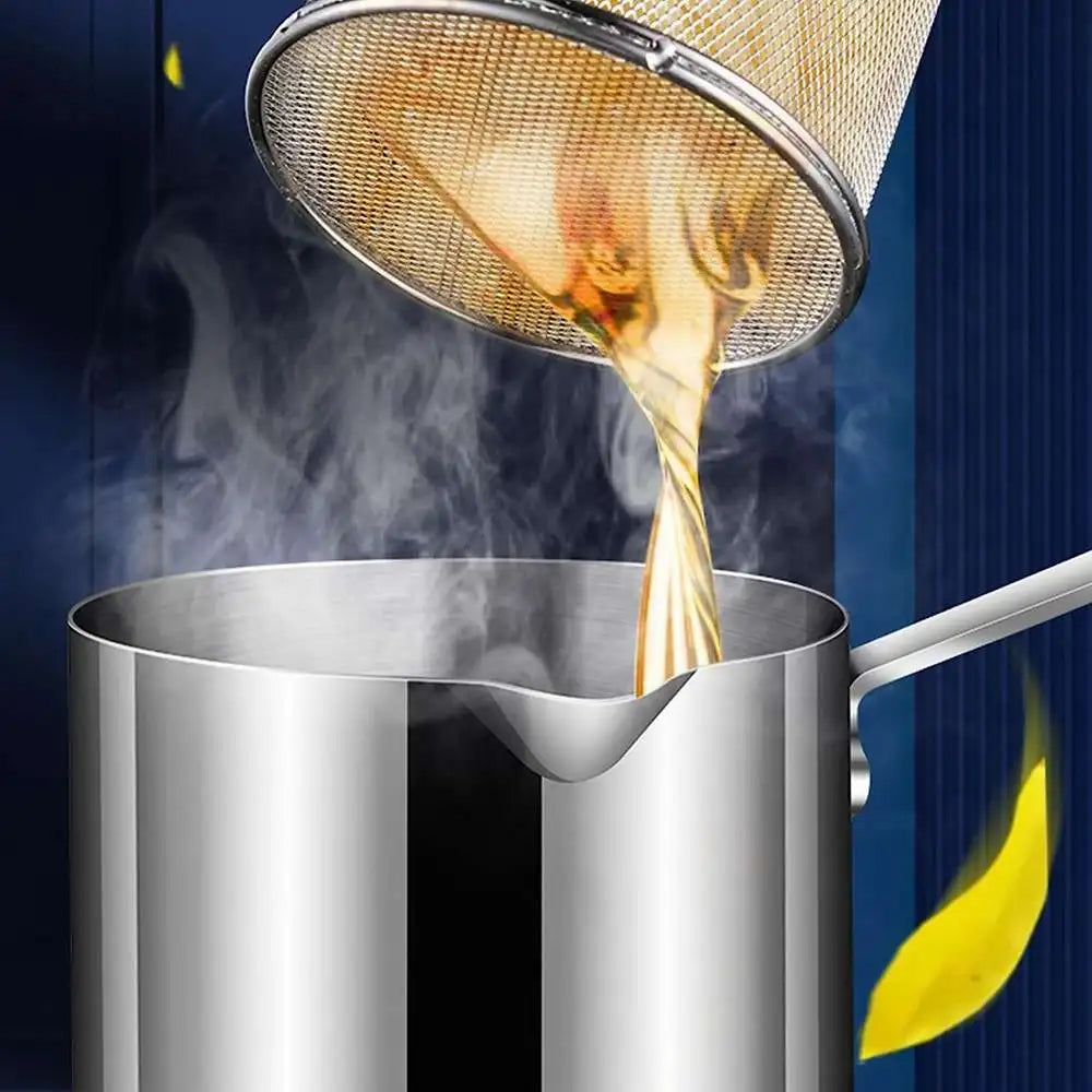 Deep Frying Pot  Kitchen Fryer With Strainer Stainless Steel Tempura