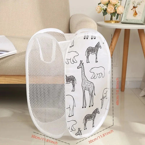 Portable Mesh Pop Up Laundry Hamper Wide Opening Breathable