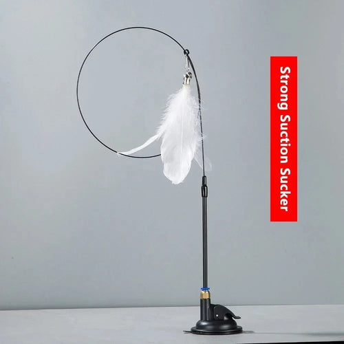 Cat Teaser Toy Cat Teaser Pole With Feather Bell Extended Rod Suction