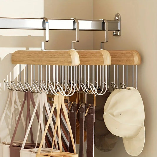 Wooden Sling Hanger Organizer with Multiple Hooks for Underwear Bras