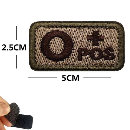 5*2.5CM Small Patch with Hook and Loop Blood Type A B AB O POS NEG