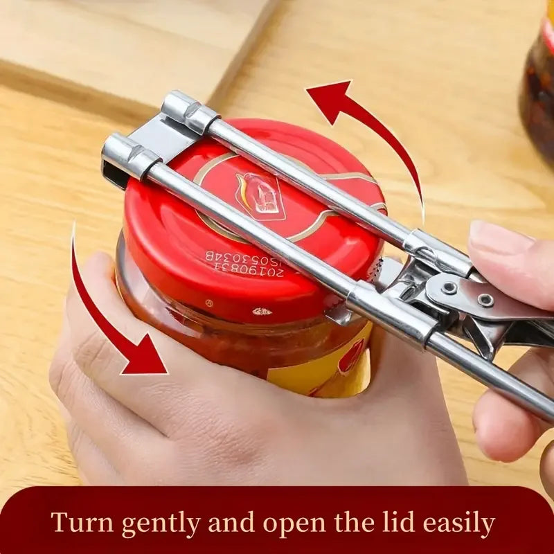 Adjustable Multi-Function Bottle Opener Stainless Steel Lids Off Jar