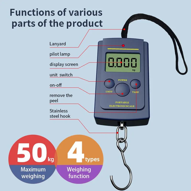 1PC Multifunctional Mini 40kg/10g Electronic Hanging Fishing Luggage