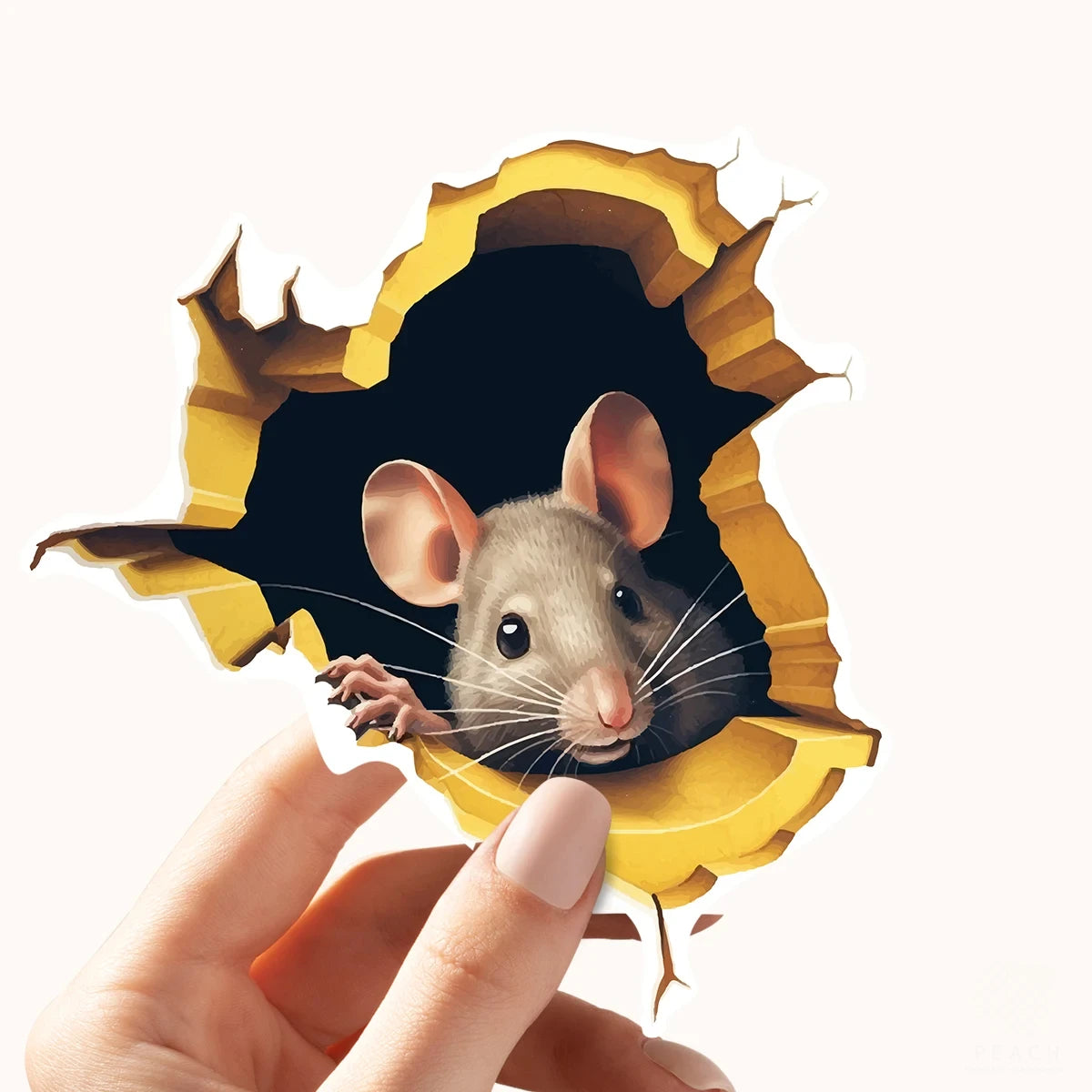1PC 3D effect personalized mouse hole sticker reading white mouse