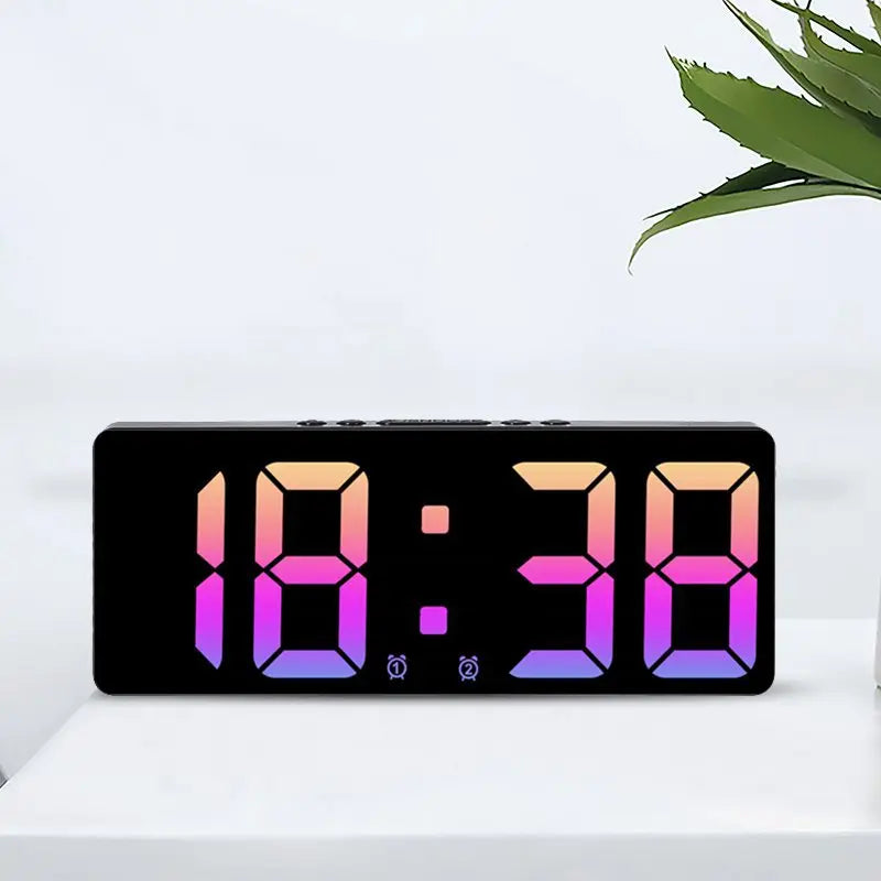 Digital Alarm Clock Voice Control Teperature Snooze Night Mode Desktop