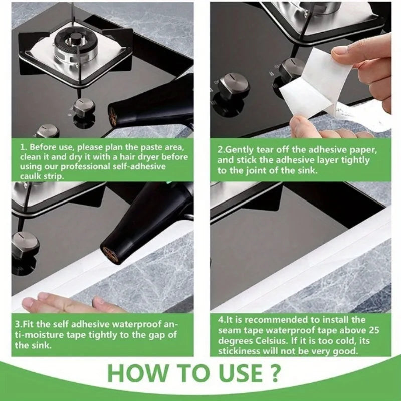 1pc Bathroom Waterproof Wall Stickers Sealing Tapes PVC Adhesive