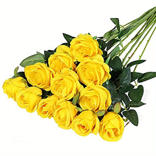 12pcs Realistic Artificial Rose Bouquet for Weddings, Birthdays, and