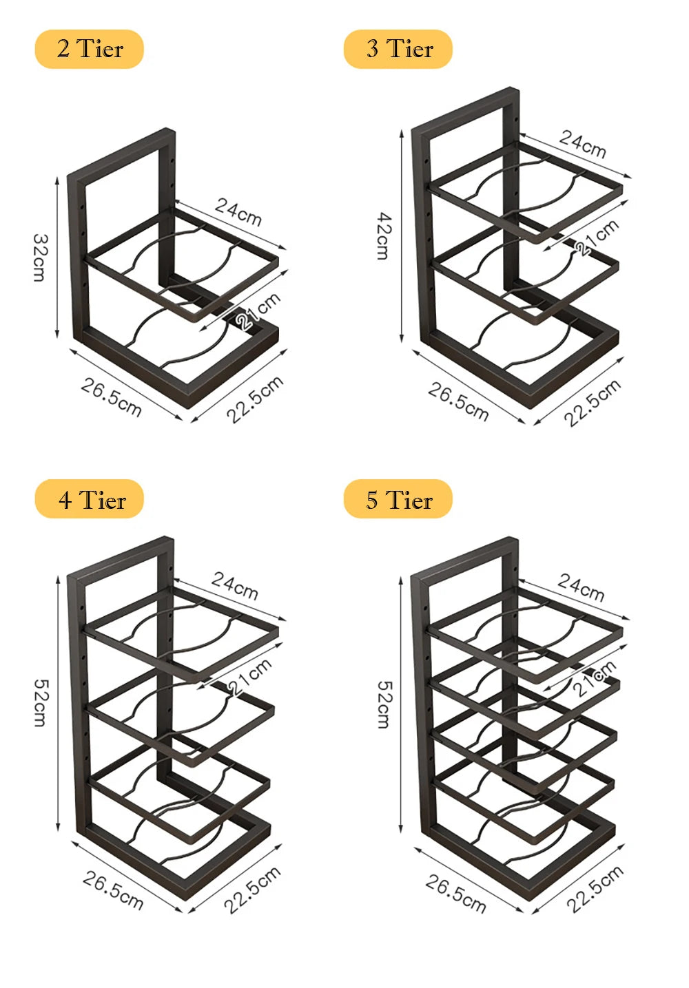 Adjustable Pot Rack Organizer, Kitchen Stainless Steel Pot Storage