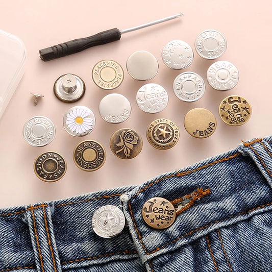 5/10/20pcs jeans button adjustable waist shrinker Nail free metal
