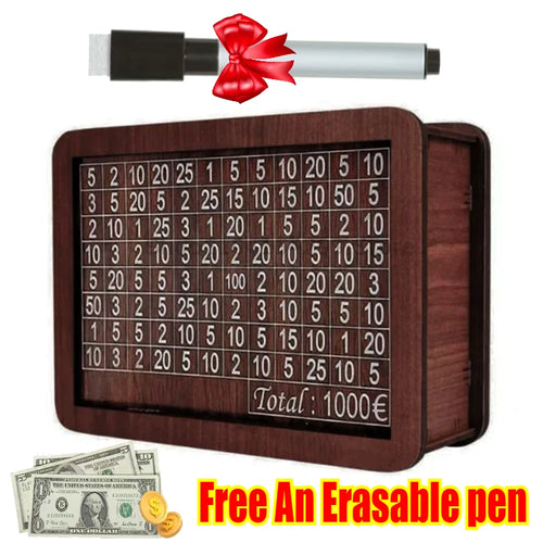 1000/3000/5000/10000 Euro Money Box Wooden Piggy Bank Reusable Money