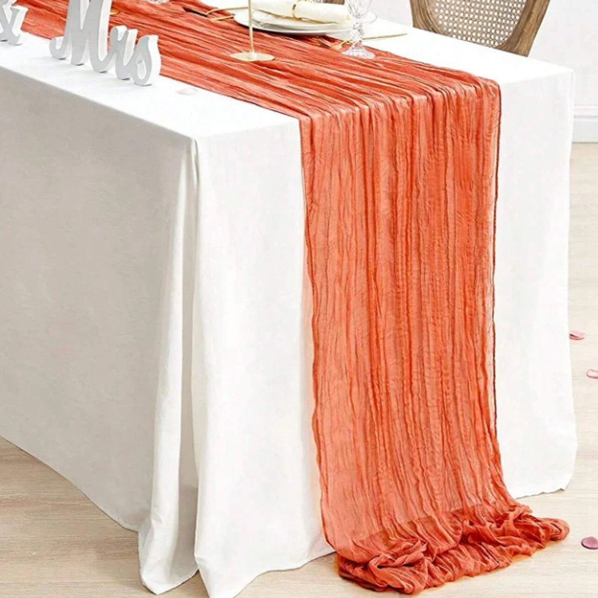 Semi-Sheer Gauze Table Runner Sage Cheesecloth Table Setting Dining