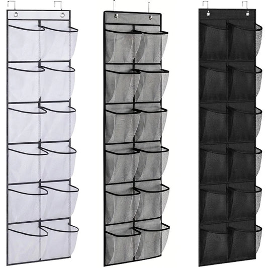12 Pockets Over the Door Shoe Organizer Large Mesh Pockets With 2