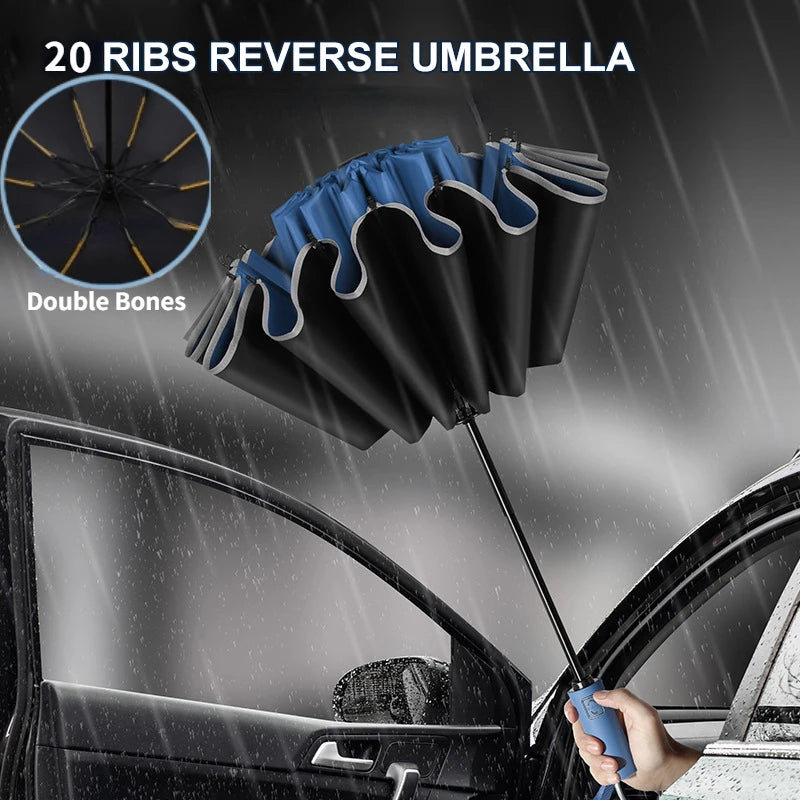 Men Women Umbrella  Fully Automatic Reverse Folding Umbrella with