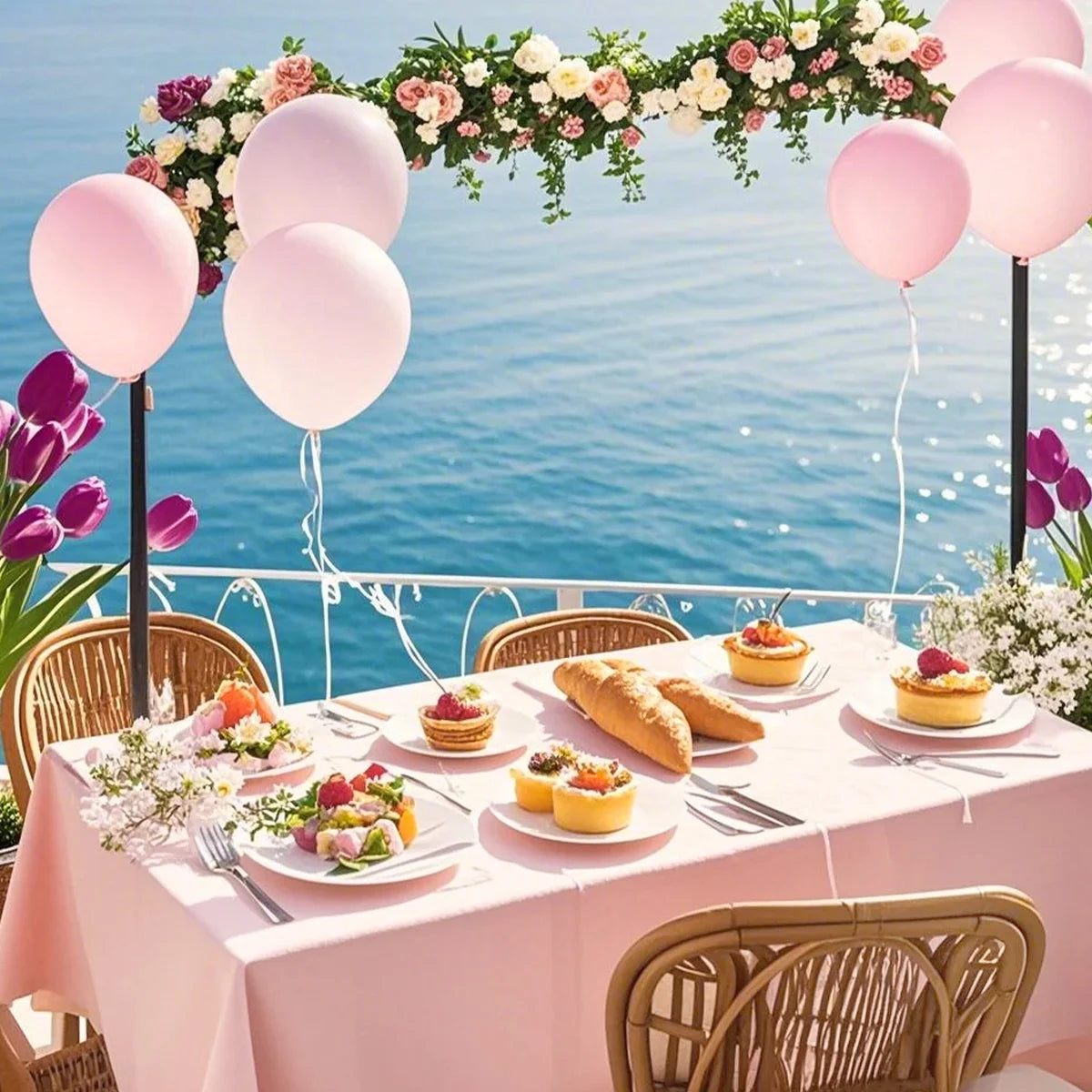 183×137cm Solid Pink Tablecovers Plastic Tablecloth for Wedding